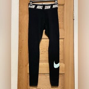 Nike Black High Waisted Leggings with Logo Waistband